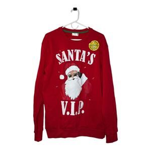 Holiday Time New Red Santa's VIP Light Up Crew Neck Sweatshirt Size L (42-44)